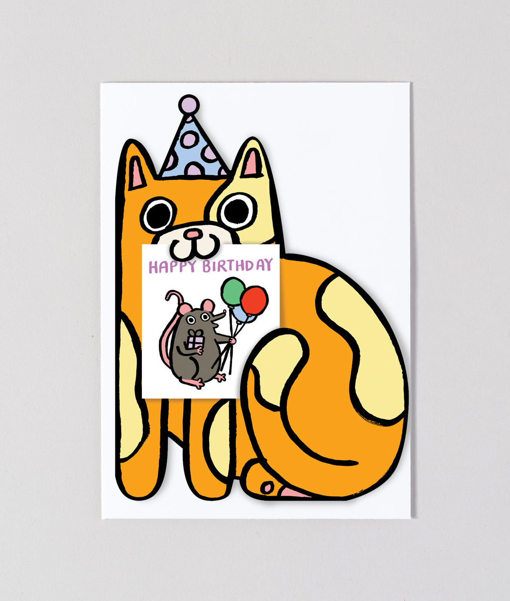 Alice Bowsher Greeting card – Cat with Mini