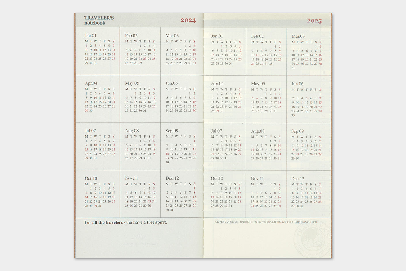 2024 TRAVELER'S Regular Diary - Monthly