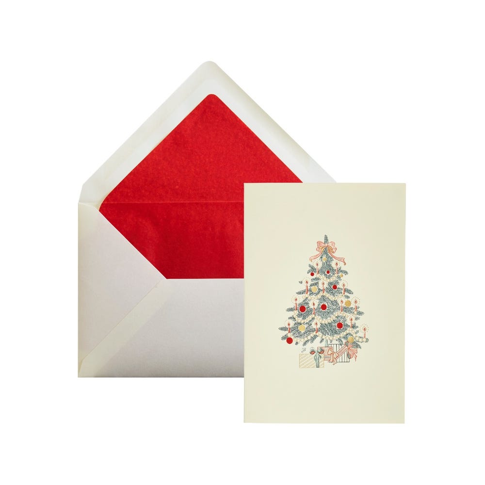 Engraved Christmas Card - Christmas Tree with Gifts