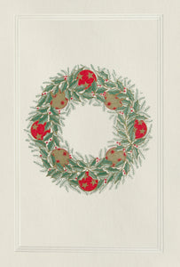 Engraved Christmas Card - Christmas Wreath with Baubles